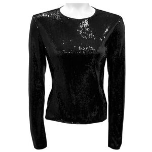 NORISOL FERRARI BLACK SEQUINED LONG SLEEVED TOP
